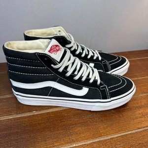 Vans Sk8 Hi Black White Suede Canvas High Top Skateboard Shoes Men 6 Women 7.5