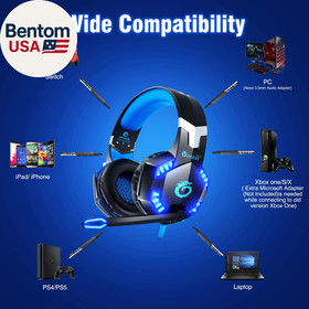 G2000 Gaming Headset for PS5 PS4 Xbox One Controller,Bass Surround Noise Cancell