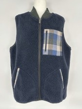 Pendleton Navy Blue Fleece Zip Front Pocketed Vest Mens Size Large