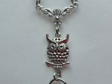 OWL ALWAYS LOVE YOU BLACK CRYSTALS BEADED LANYARD ID BADGE HOLDER LOBSTER CLASP