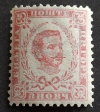 MONTENEGRO - 1898 UHM "OFF-SET ERROR" 3Nkr CARMINE ROSE "NEW COLOURS"