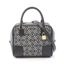 【BAG】LOEWE Amazona 19 Handbag Canvas and Leather Black/Light Gray 2-Way