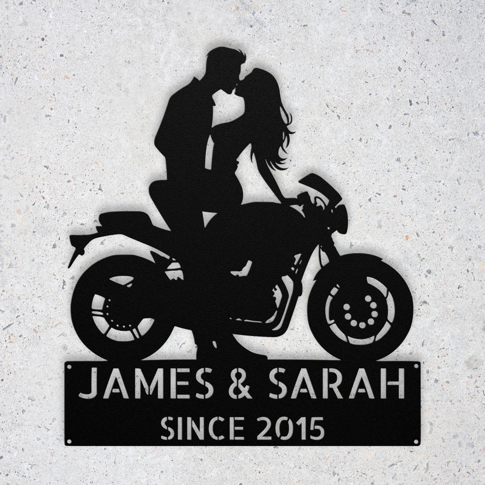 Custom Kissing Couple Motorcycle Metal Sign Valentines Birthday Day Gift Ideas
