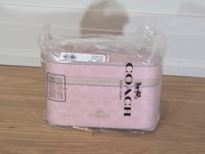 Coach Cosmetic Case In Signature Canvas Powder Pink With Gold | Brand New CEA56