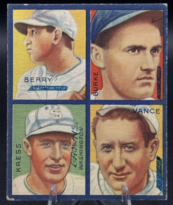 1935 Goudey 4-in-1 #2C Dazzy Vance Red Kress Charlie Berry, HOFer, VG (Marked)