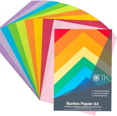 100x Buntpapier A4 Buntes Papier 140 g/m² -  Bastelpapier Tonpapier Druckpapier