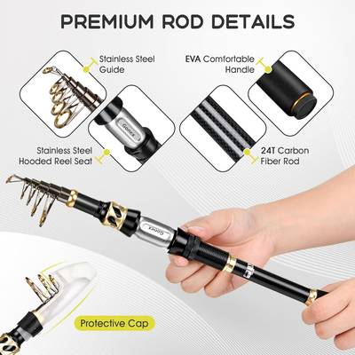 Fishing Rod and Reel Combo Telescopic Pole Set with Fishing Line, Fishing  Lures | eBay