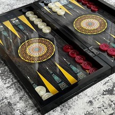 Set Backgammon Fatto a Mano X Grandi Dama da 19,6" in Legno ART 🎁 Idea Regalo