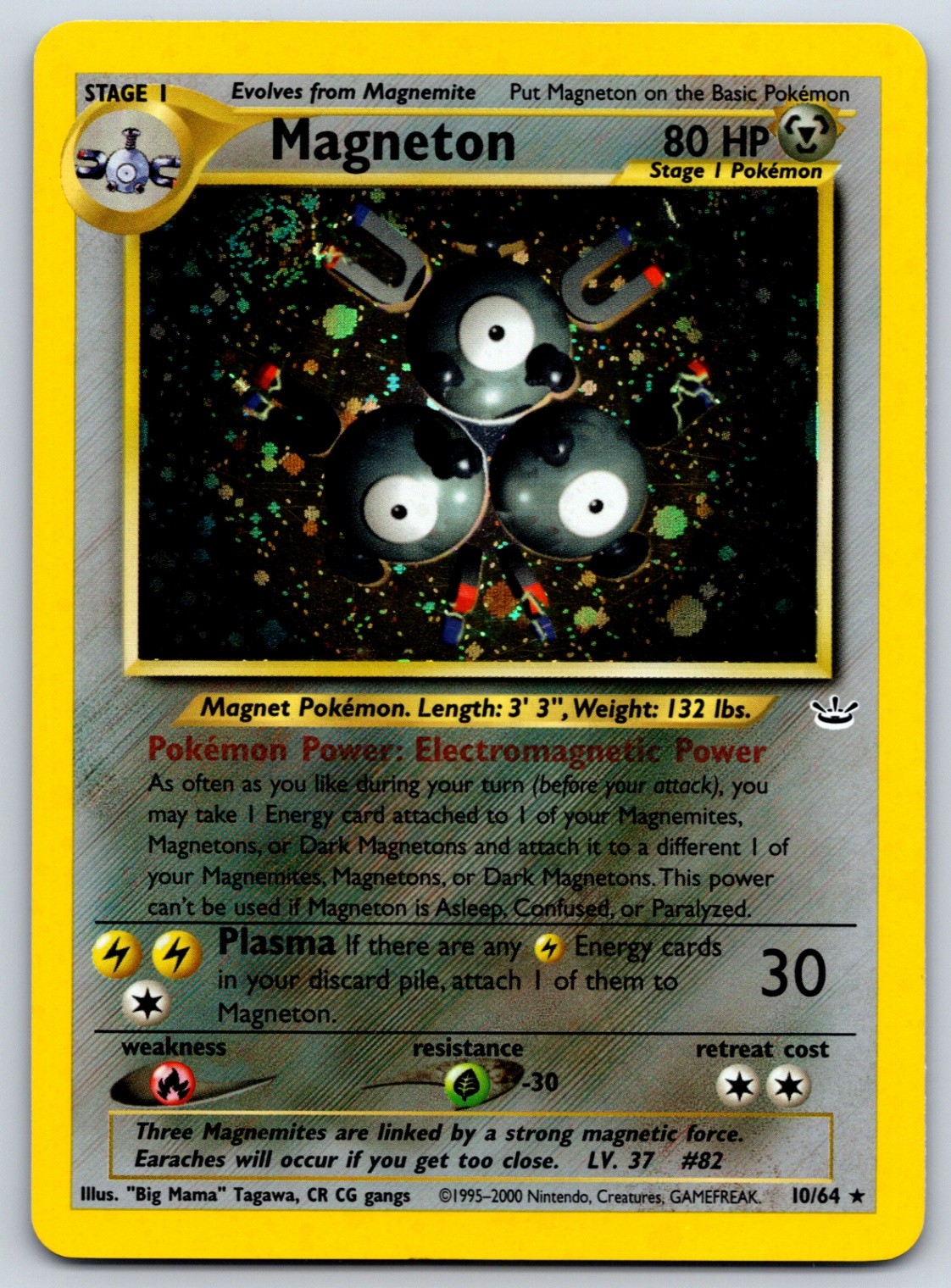 Magneton - Neo Revelation 10/64 Holo Rare WotC Pokemon Card LP