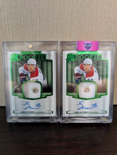 TWO! 2024-25 The Cup Lane Hutson Green Button Rookie Autos! 1/3 And 3/3