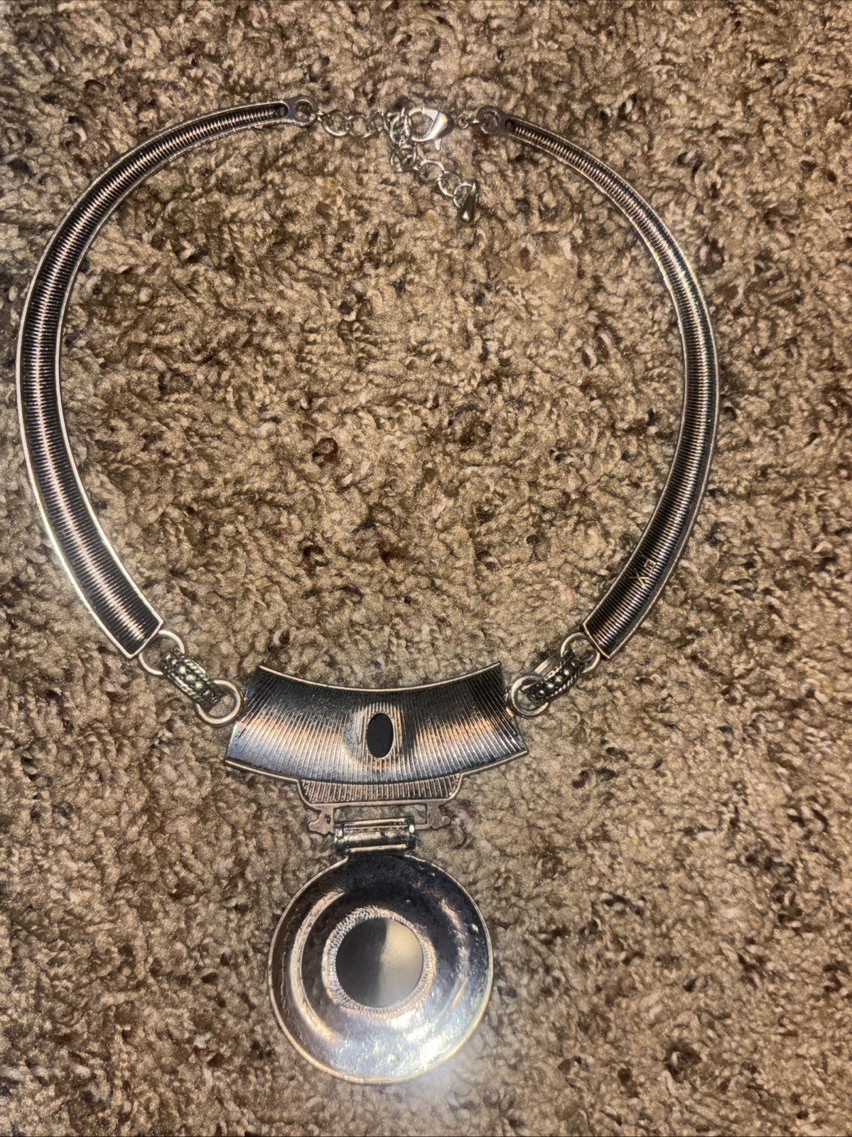 FX Signed Silver Tone Abalone Statement Necklace … - image 2