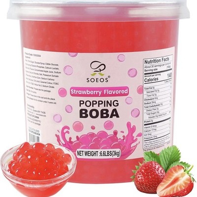 Strawberry Popping Boba Pearls 6.6 Pounds, Bursting Boba Pearls for Bubble Te...