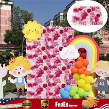 6Pcs Flower Wall Panel Floral Backdrop Wedding Party Home Artificial Flower Deco