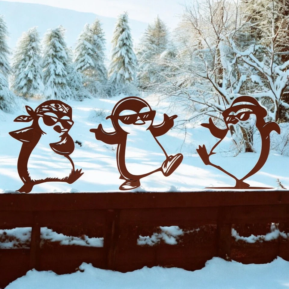 UNUS Gartenstecker Pinguine, Gartendeko,Rostoptik, wetterfest, dekorativ - Bild 3 von 4