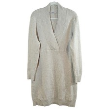 Athleta Innsbrook Merino Wool V-neck Sweater Dress in Oatmeal Cozy Women's XL