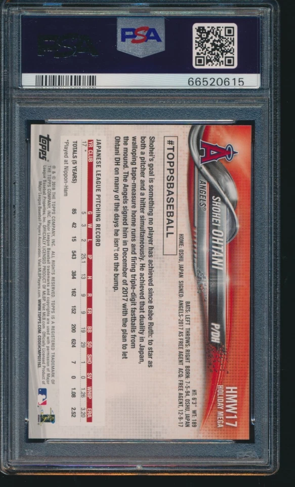 PSA 10 SHOHEI OHTANI 2018 TOPPS HOLIDAY #17 LA Angels Rookie Card RC GEM MINT - Image 2 of 2