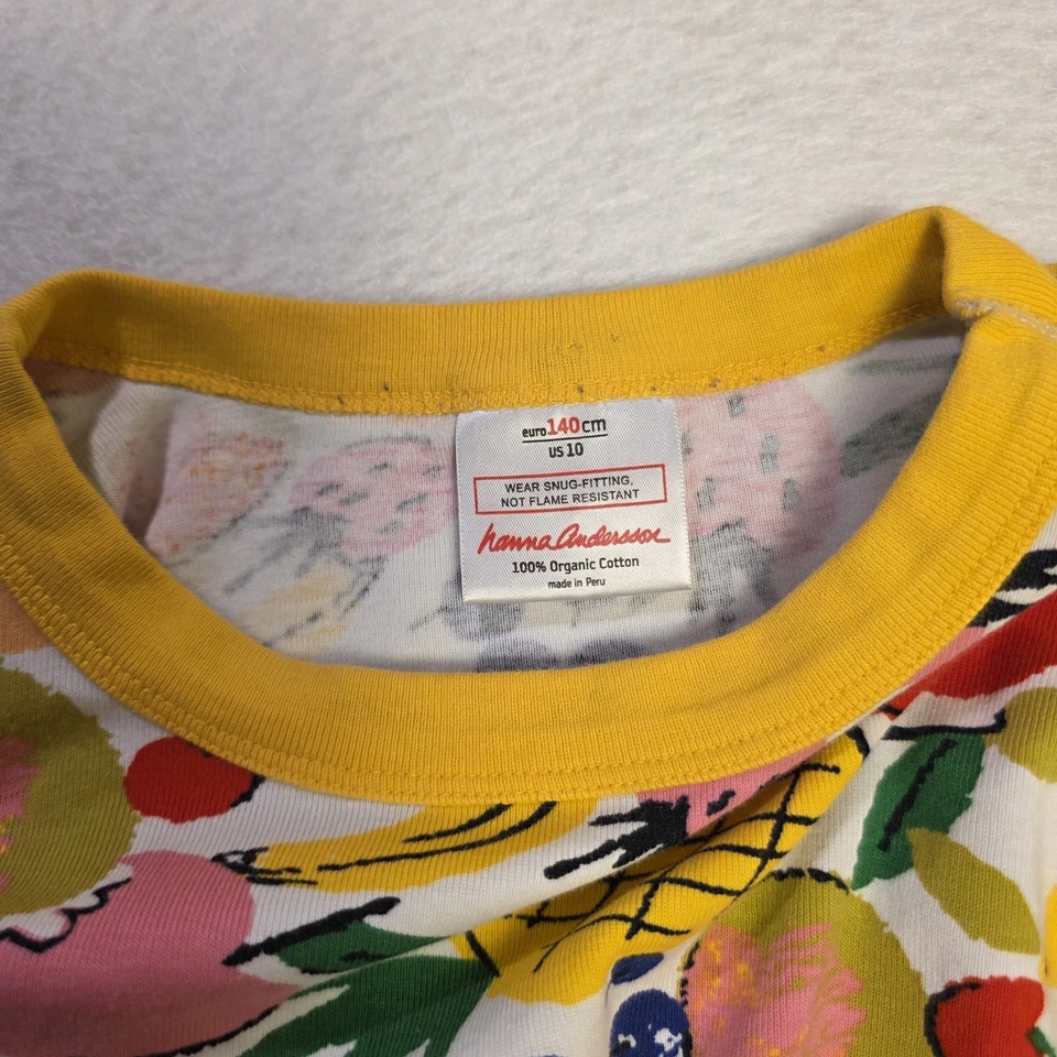 Pijama de ensalada de frutas Hanna Andersson Euro 140 EE. UU. 10 PIJ amarillo para dormir sandía Foto 4 de 4