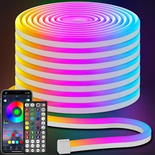 50FT Led Neon Rope Lights Control with App/Remote,Flexible Led Rope Light,Multip
