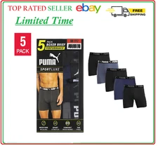 PUMA Men's Performance Boxer Brief 5-Pack Recycled Polyester Small - XL Tag-free