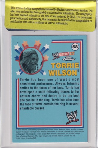 Torrie Wilson Signed 2008 Topps Heritage III Chrome WWE Card #58 BAS COA Auto'd - Picture 8 of 24