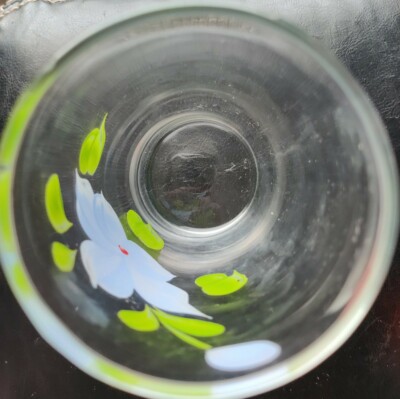 Vintage Hand Painted Blue Floral Drinking Glass 5.5 Vintage Hand Painted Blue Floral Drinking Glass 5.5