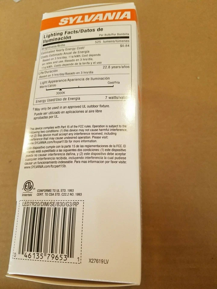 LED DIMMABLE LIGHT BULB 50W uses 7W White Candlelight Sylvania NEW! R20 Flood - Image 2 of 4