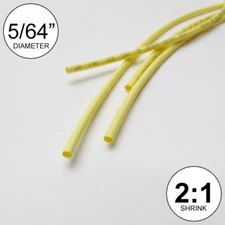 5/64" ID Yellow Heat Shrink Tube 2:1 ratio wrap (6x9" = 4 ft) inch/feet/to 2mm