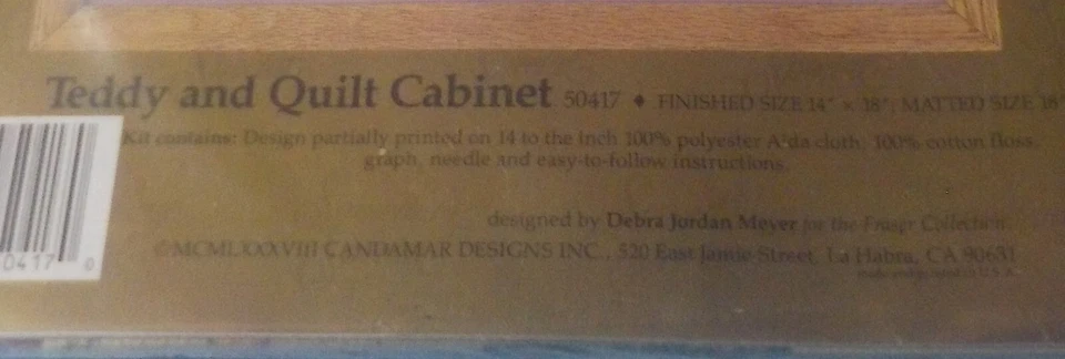 "Что-то особенное, винтажный 1988 ""Teddy Quilt Cabinet"" вышивка крестиком." 14 x 18 дюймов новый в упаковке - Изображение 3 из 4