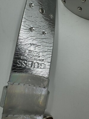 GUESS Studded Leather Belt Size Small White Silver Tone Rhinestone Punk Rock Y2k m12102401711_1.jpg main image 4