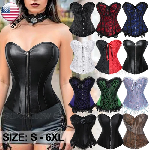 Mujeres Corsé Floral con Cordones Corsé Burlesco Deshuesado Sobre Busto Bustier Prendas para el torso S-6XL - Imagen 1 de 35