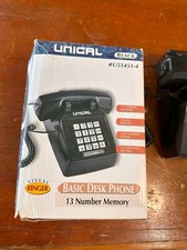 UNICAL BLACK U51451-4 BASIC DESK PHONE, 13 Number Memory, visual ringer
