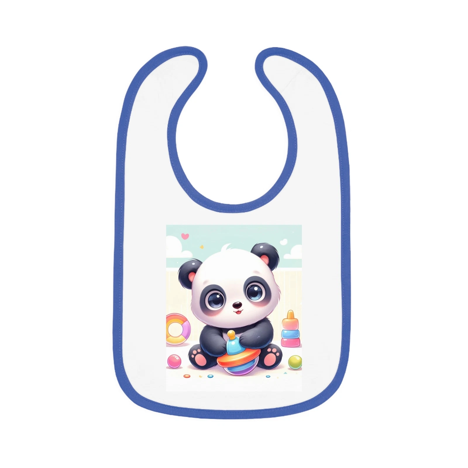 Playful Panda - Baby Contrast Trim Jersey Bib