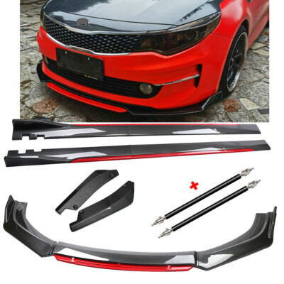 Carbon Fiber Look Front Lip Chin Bumper Side Skirt For Kia Optima Body Kits