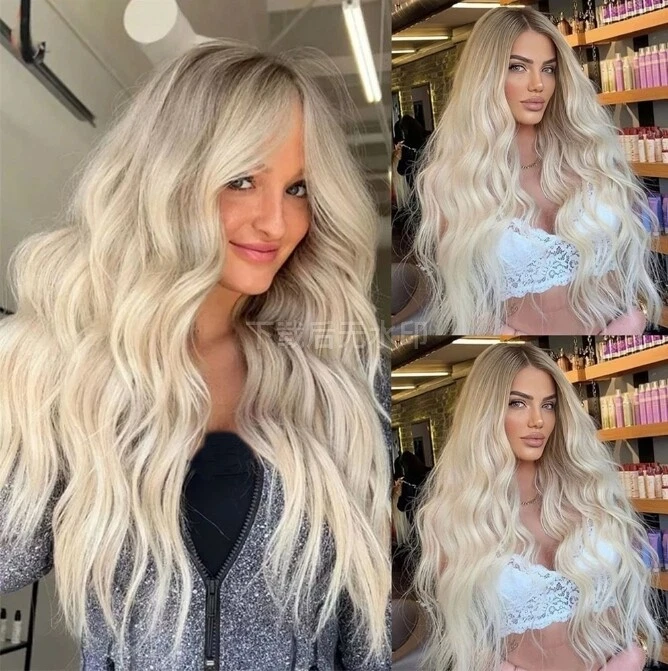 Platinum Blonde Ombre Virgin Human Hair Wigs 13x4 Lace Front Wig - Image 2 of 3