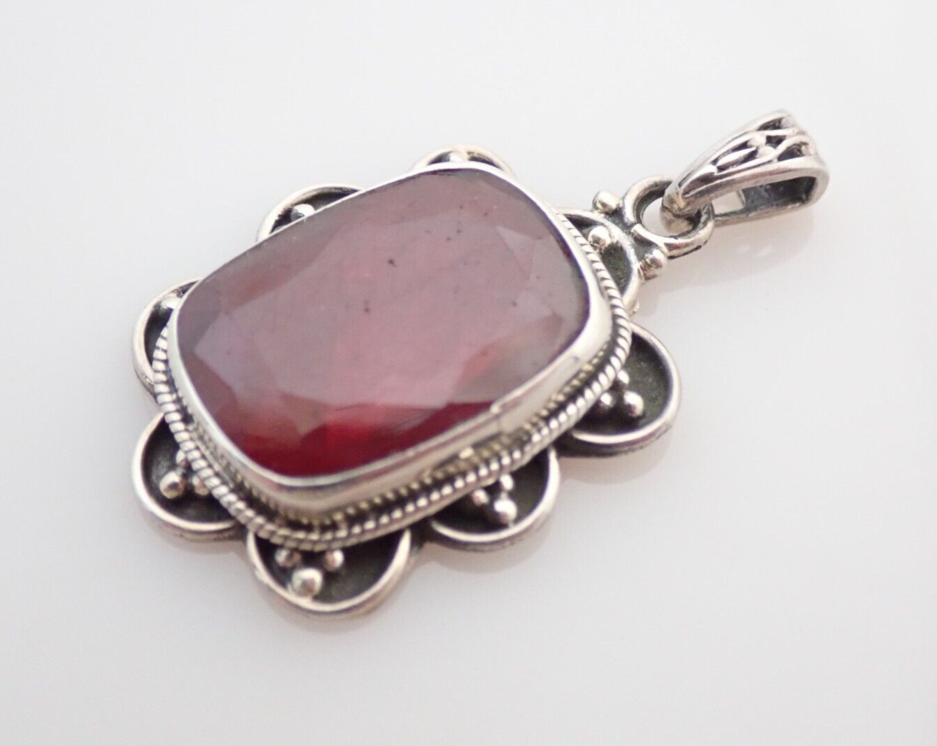Ruby Corundrum Gemstone Sterling Silver Necklace … - image 3