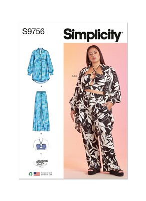 Simplicity Schnitt Nr 9756.AA klassisch geschnittenes Hemd und Hose Gr. 36 - 44