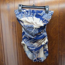 Vintage De Weese One Peice Bathing Suit No Straps Blue Gold