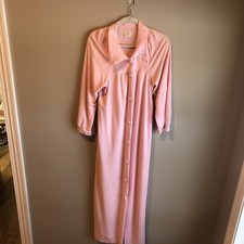 VINTAGE KATZ LIGHT WEIGHT FLEECE  LONG SLEEVE MAXI ROBE WITH BUTTONS