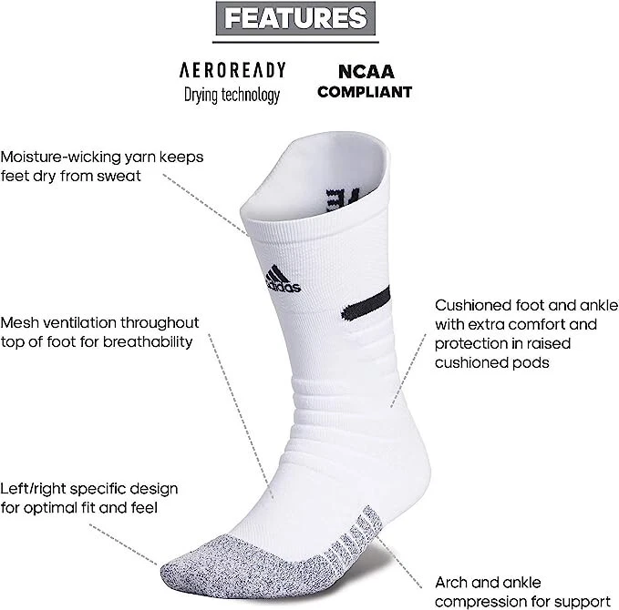 adizero football cushioned crew socks