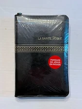 French Bible, La Sainte Bible - Segond 1910 Black Im Leather Zipper Red Letter