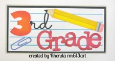 3RD GRADE TITLE school scrapbook premade paper piecing 3d die cut by Rhonda