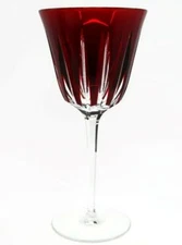 AJKA Crystal, PATRIZIA Cut to Clear Ruby Red Wine Glass, 8 3/4"