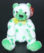 TY BEANIE BABIES CLOVER IRISH BEAR 8.5"NEW W/TAG RETIRED BB673 ERRORS