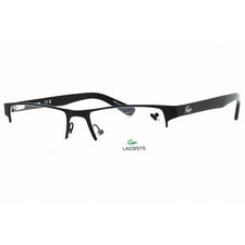 Lacoste Men's Eyeglasses Matte Black Rectangular Half Rim Metal Frame L2237 002