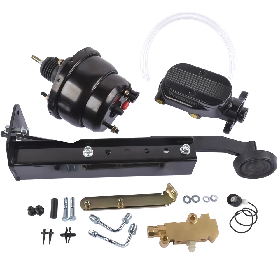 Universal Firewall Mount Power Brake Pedal 7" Dual Booster Master Disc Disc Kit - Image 4 of 4