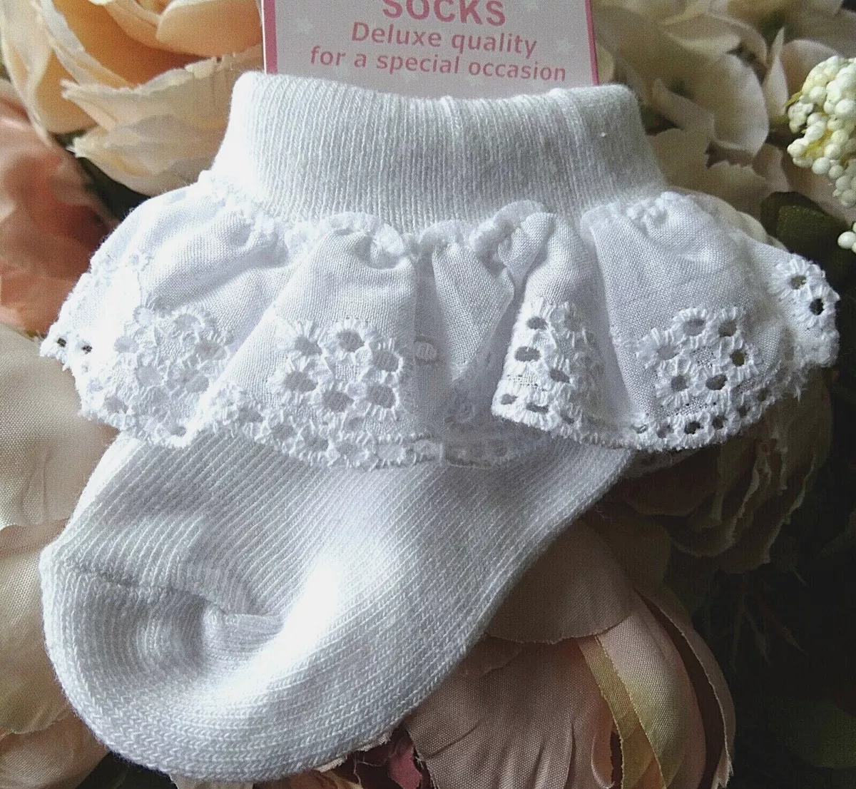 Baby girl christening best sale socks