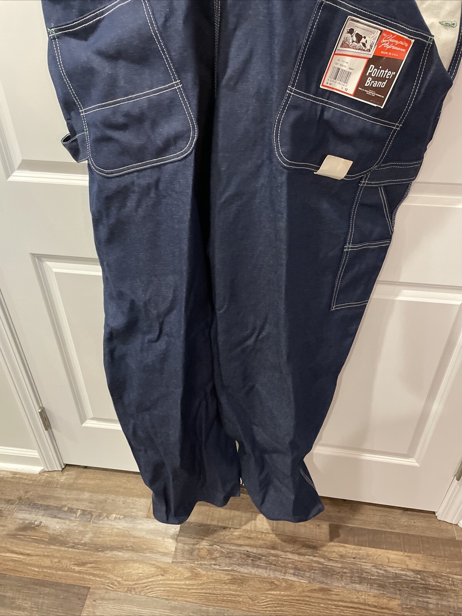 Vintage Pointer Brand Overalls Button Fly 62X32 Denim Hard To Find