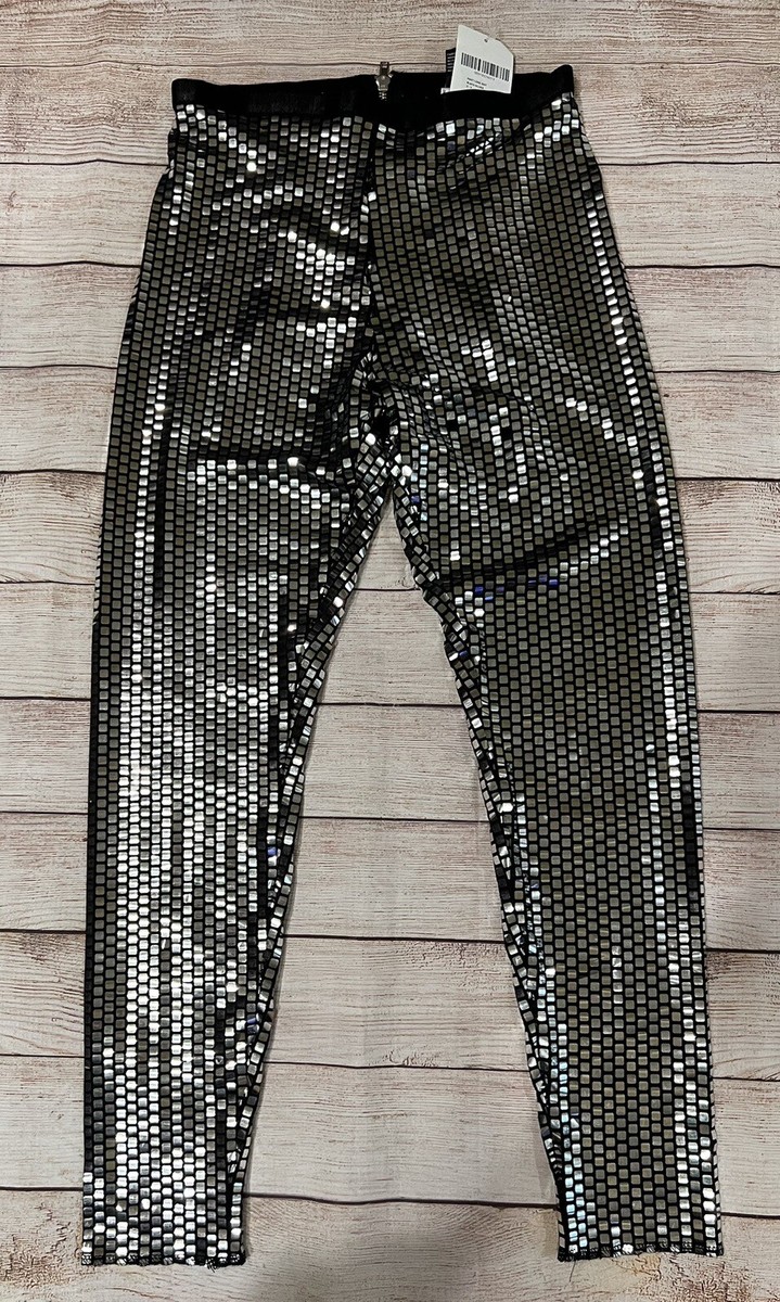 Forever Women Black Elastic Waist Back Zip Pull-On Stretch Sequins - Main Image