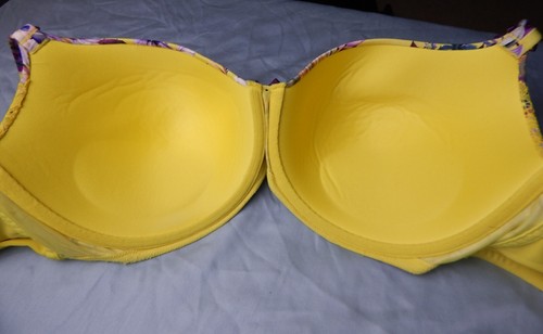 CACIQUE WOMEN BOOST BALCONETTE YELLOW FLORAL LACE 42F PLUS SIZE PADDED BRA - Picture 13 of 15
