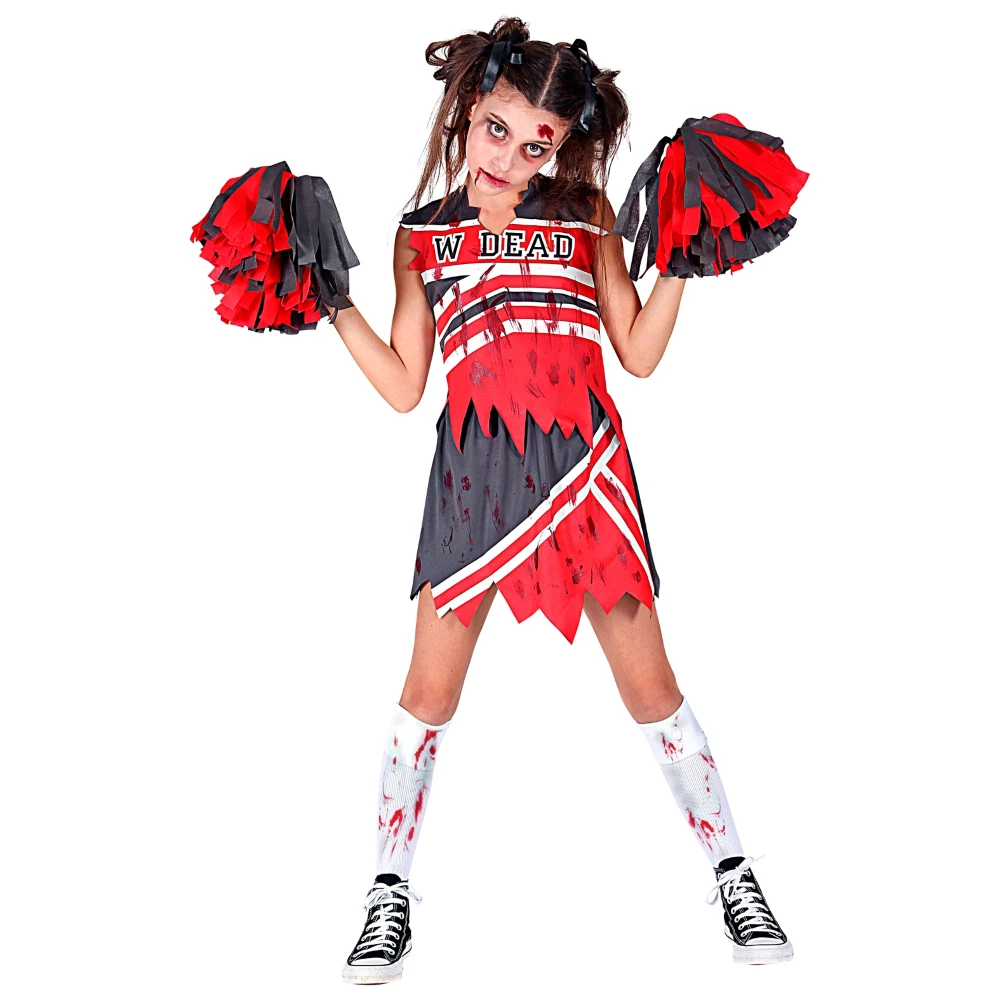 VESTITO CARNEVALE CHEERLEADER ZOMBIE TRAVESTIMENTO HALLOWEEN BAMBINA - 0985